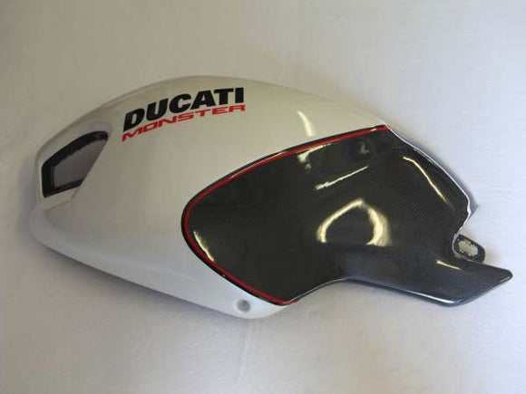 CARBONVANI Ducati Monster 696 (08/14) Carbon Fuel Tank Side Panel (left side; White version) – Accessories in the 2WheelsHero Motorcycle Aftermarket Accessories and Parts Online Shop