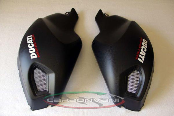 CARBONVANI Ducati Monster 696/796/1100 Carbon Side Tank Panels Kit 